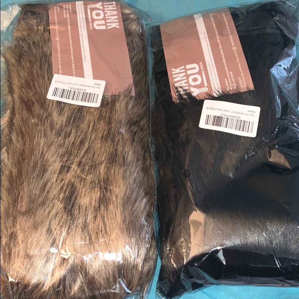 Beautiful black and brown faux fur headbands